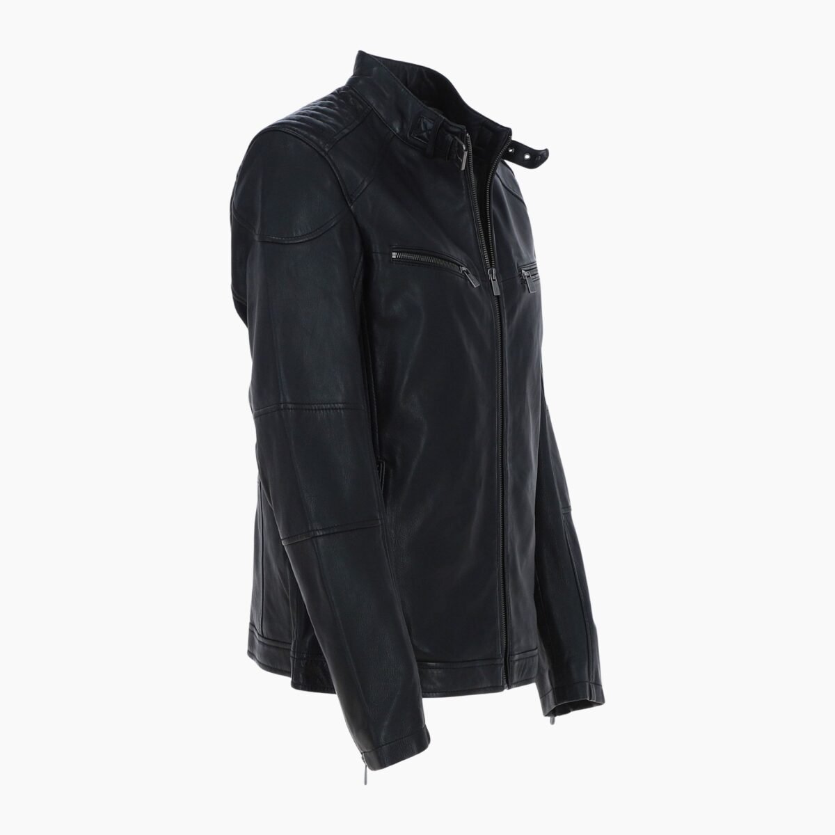 Mens Real Leather Biker Jacket Black