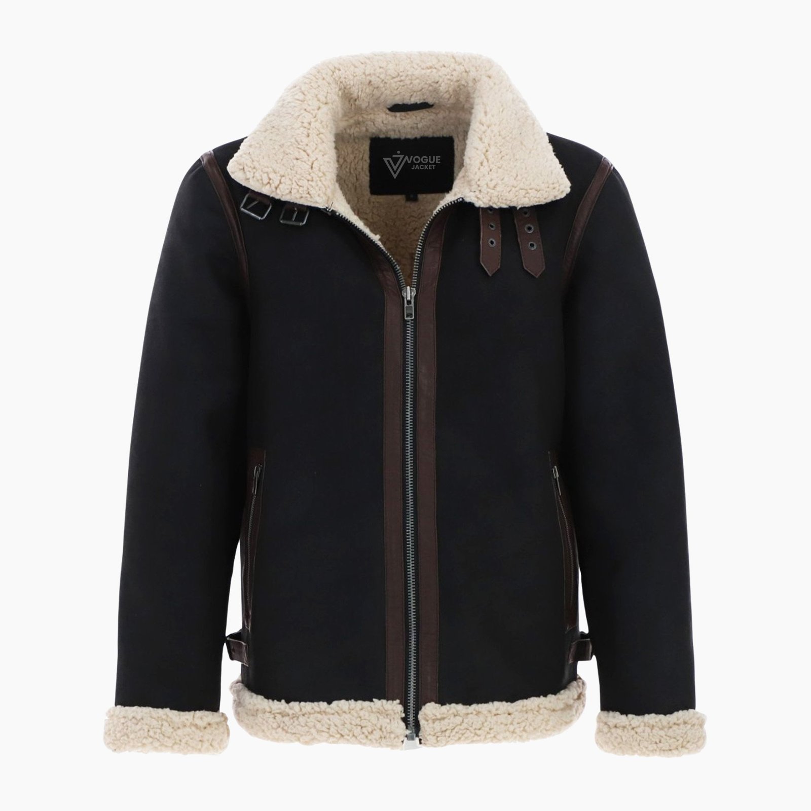 Men's Real Leather Suede Loose Fit Jacket With Faux Fur Lining & Collar Black Men's Real Leather Suede Loose Fit Jacket With Faux Fur Lining & Collar Black