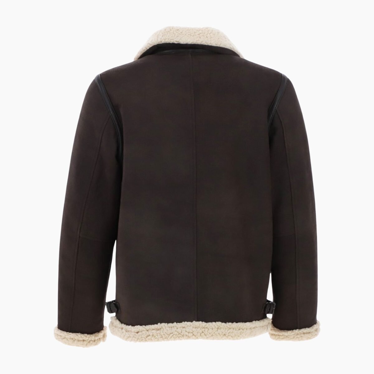 Men's Real Leather Suede Loose Fit Jacket With Faux Fur Lining & Collar Brown