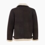 Men's Real Leather Suede Loose Fit Jacket With Faux Fur Lining & Collar Brown