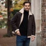 Men's Real Leather Suede Loose Fit Jacket With Faux Fur Lining & Collar Brown