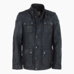 Mens Safari Style Leather Jacket Black