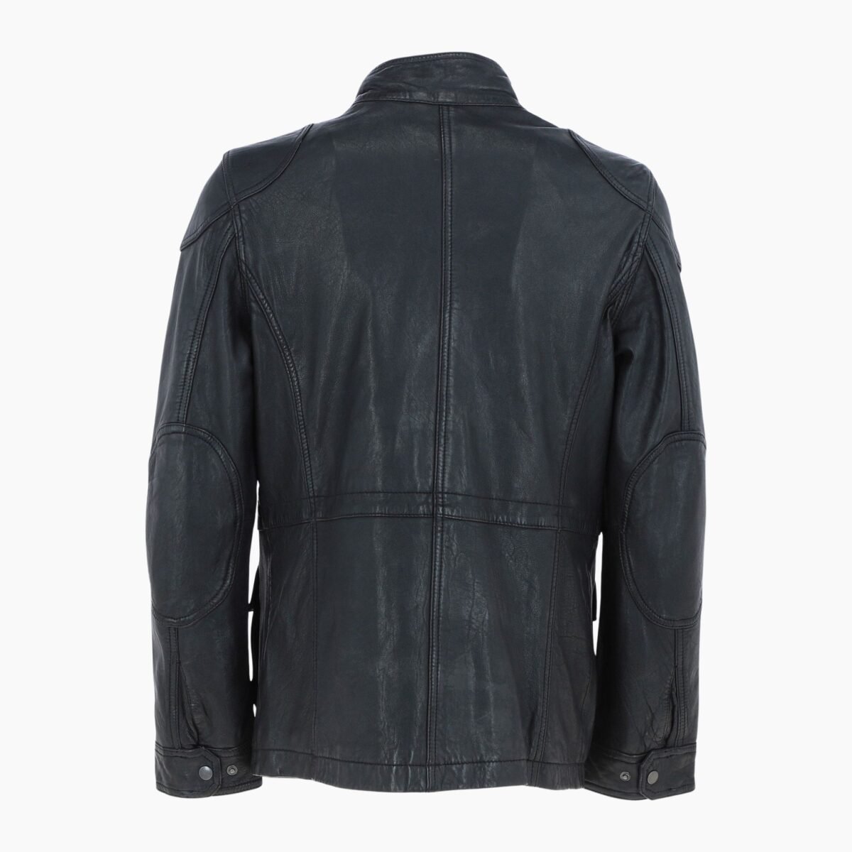 Mens Safari Style Leather Jacket Black