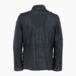 Mens Safari Style Leather Jacket Black