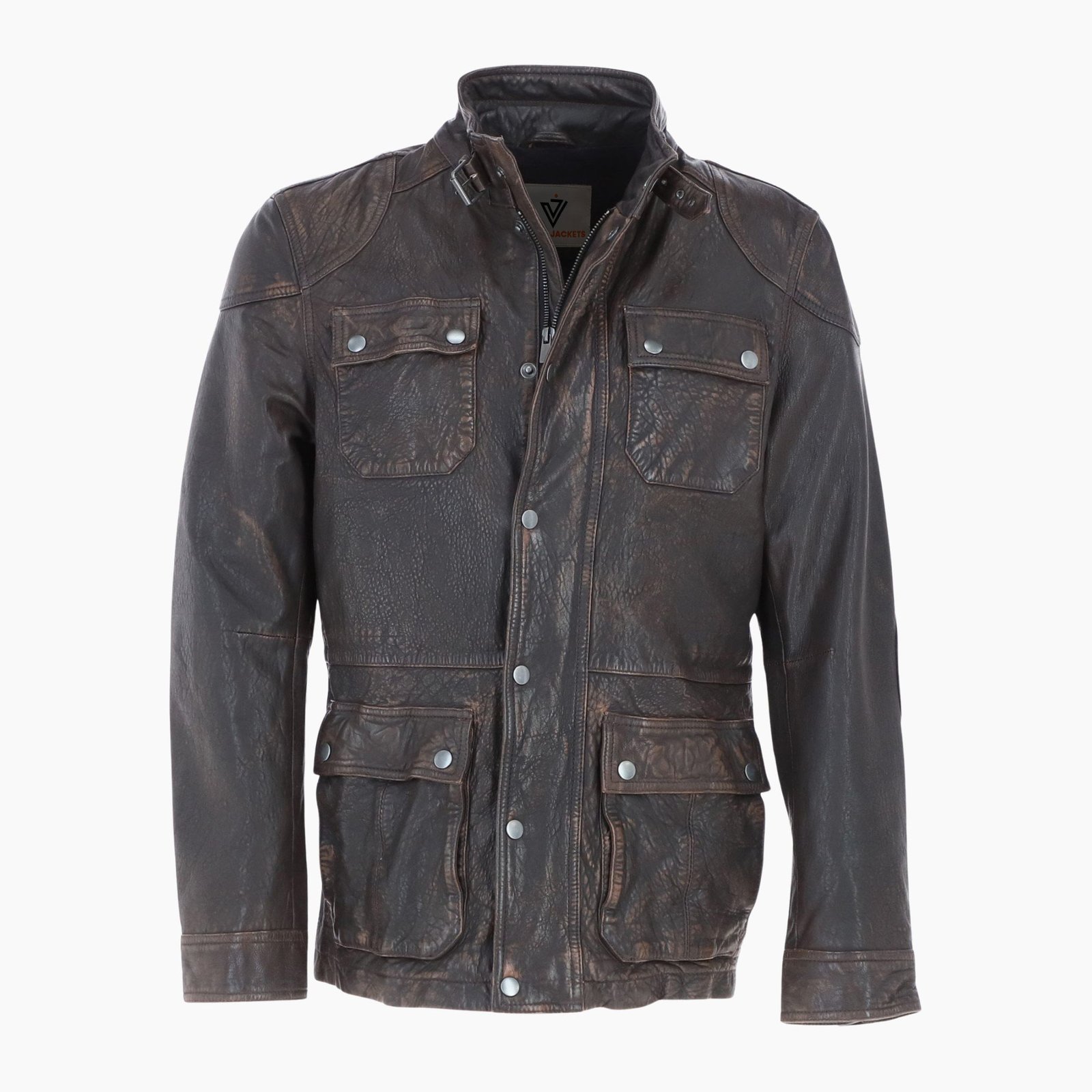 Mens Safari Style Leather Jacket Coffee Brown Mens Safari Style Leather Jacket Coffee Brown
