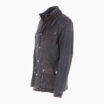 Mens Safari Style Leather Jacket Coffee Brown