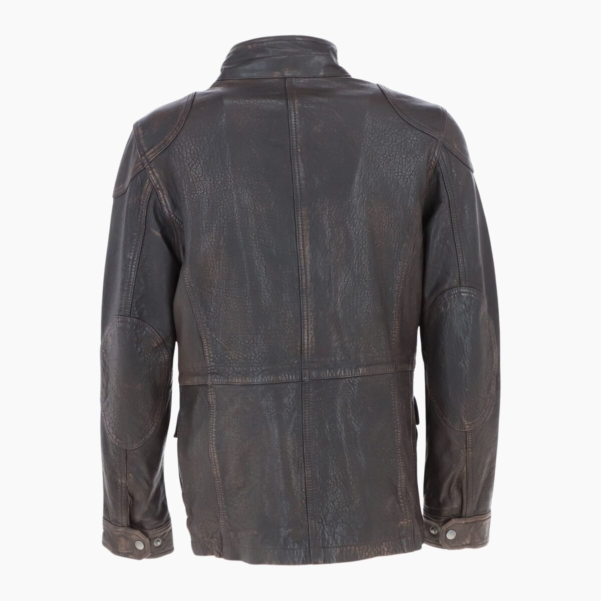 Mens Safari Style Leather Jacket Coffee Brown