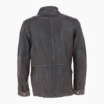 Mens Safari Style Leather Jacket Coffee Brown