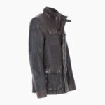 Mens Safari Style Leather Jacket Coffee Brown