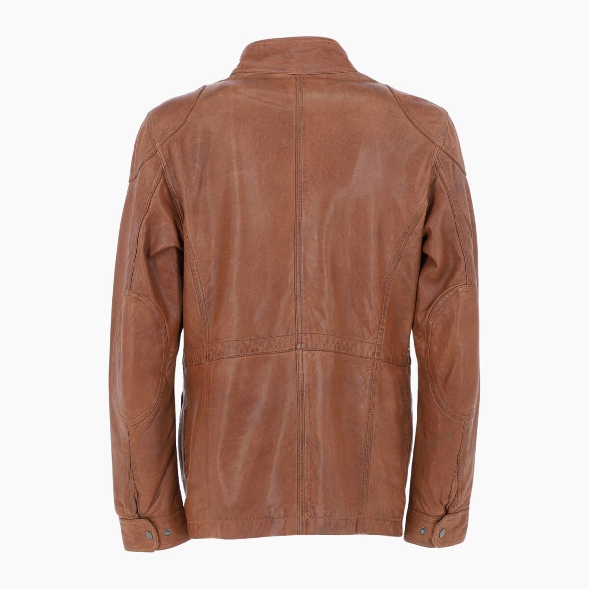 Mens Safari Style Leather Jacket Cognac