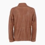 Mens Safari Style Leather Jacket Cognac