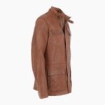 Mens Safari Style Leather Jacket Cognac