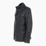 Mens Safari Style Leather Jacket Dark Brown