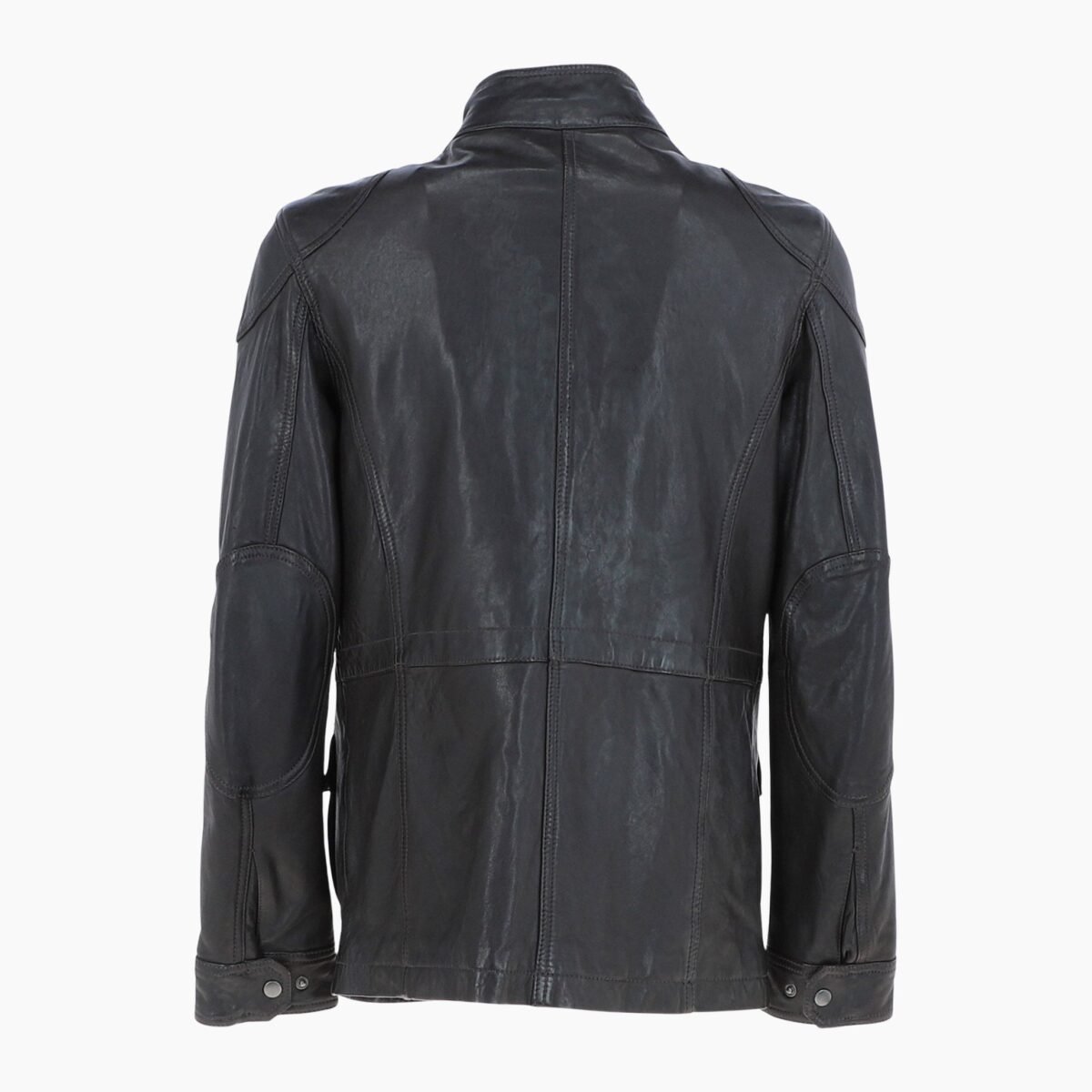 Mens Safari Style Leather Jacket Dark Brown