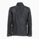 Mens Safari Style Leather Jacket Dark Brown