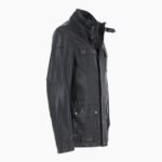 Mens Safari Style Leather Jacket Dark Brown