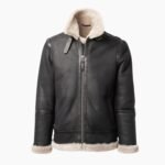 Men's Shearling Aviator Black Leather Jacket
