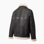 Men's Shearling Aviator Black Leather Jacket