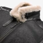 Men's Shearling Aviator Black Leather Jacket