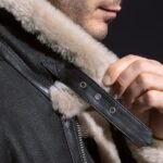 Men's Shearling Aviator Black Leather Jacket