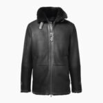 Men's Shearling Bomber Black Leather Jacket