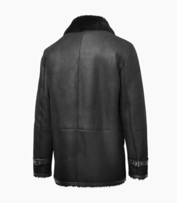 Men's Shearling Bomber Black Leather Jacket