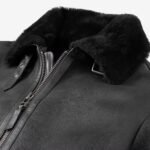 Men's Shearling Bomber Black Leather Jacket