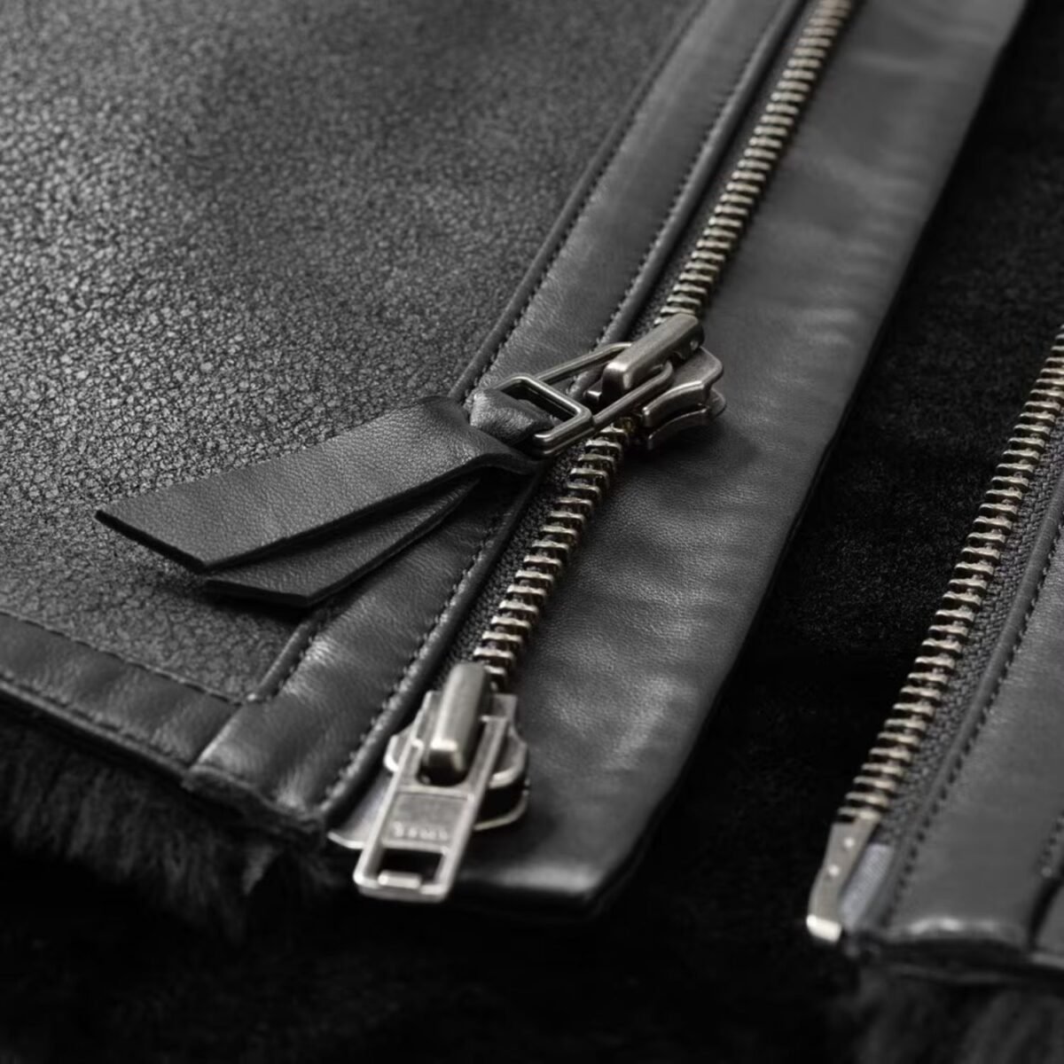 Men's Shearling Bomber Black Leather Jacket