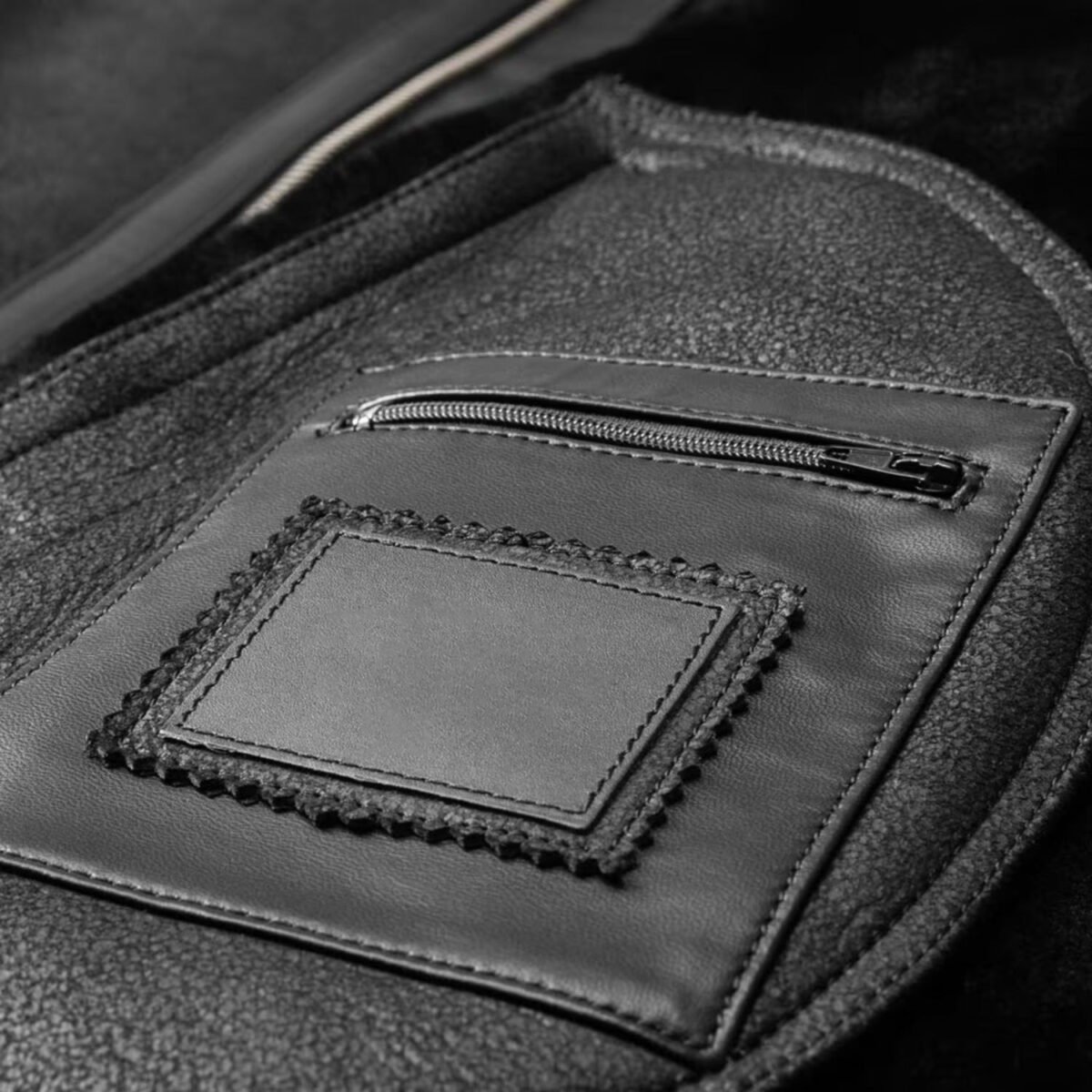 Men's Shearling Bomber Black Leather Jacket