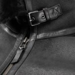 Men's Shearling Bomber Black Leather Jacket