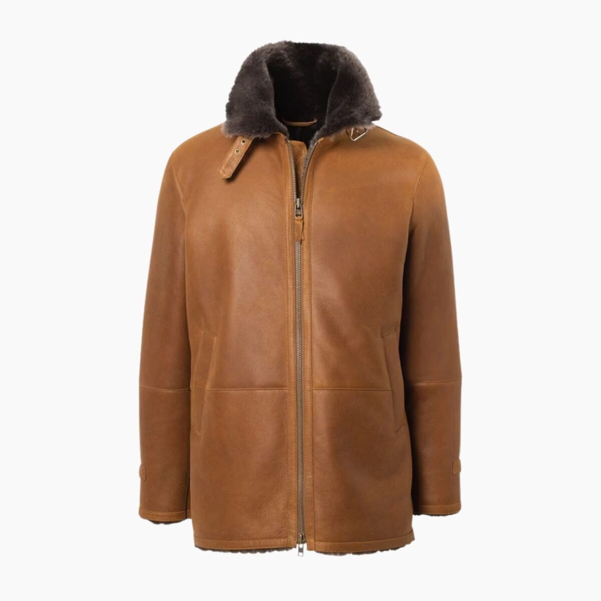 Men's Shearling Bomber Cognac Leather Jacket Men's Shearling Bomber Cognac Leather Jacket