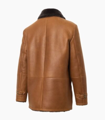 Men's Shearling Bomber Cognac Leather Jacket