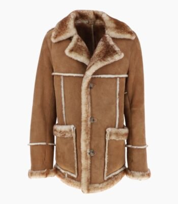 Mens Shearling Sheepskin Coat Honey Tan