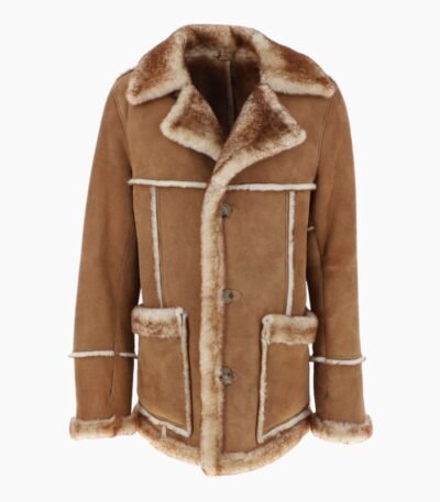 Mens Shearling Sheepskin Coat Honey Tan
