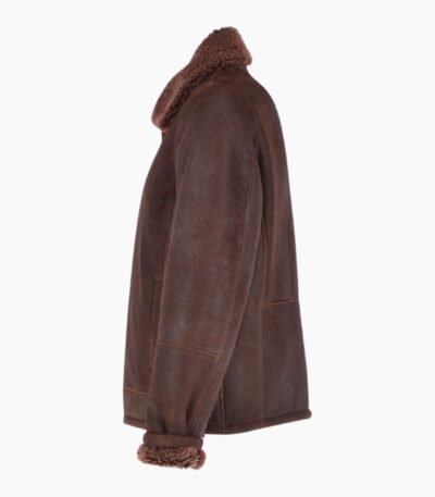 Mens Sheepskin Leather Flying Jacket Brown