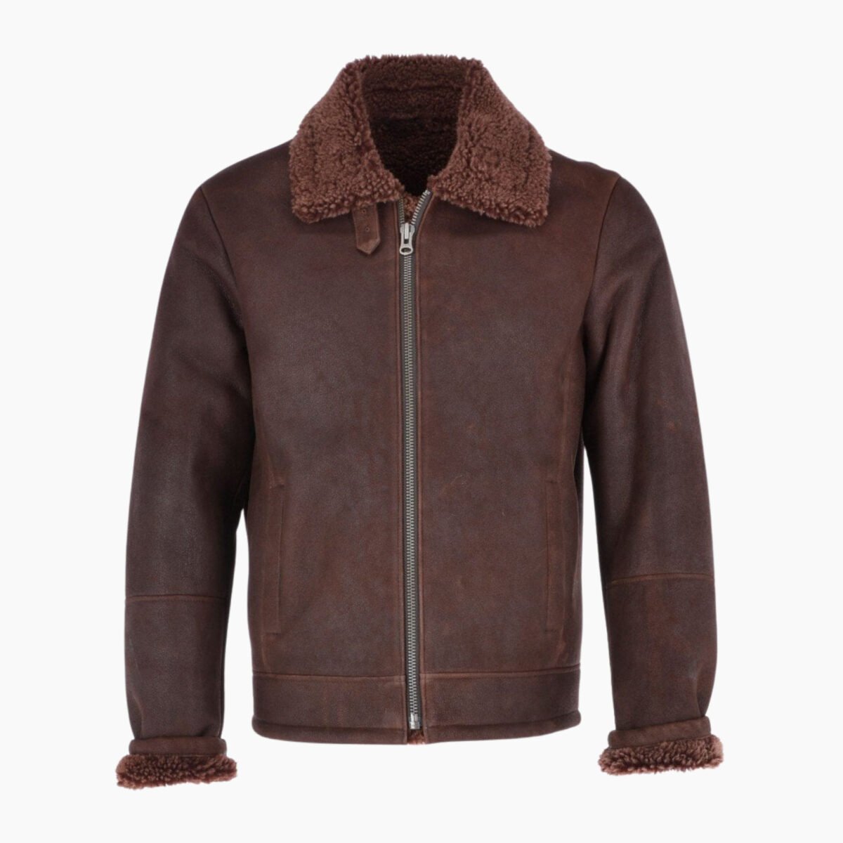 Mens Sheepskin Leather Flying Jacket Brown Mens Sheepskin Leather Flying Jacket Brown