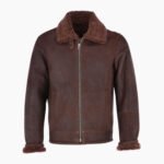 Mens Sheepskin Leather Flying Jacket Brown