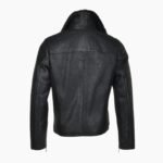 Mens Side Zip Biker Sheepskin Pilot Jacket Black