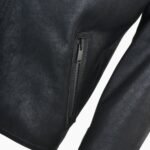 Mens Side Zip Biker Sheepskin Pilot Jacket Black