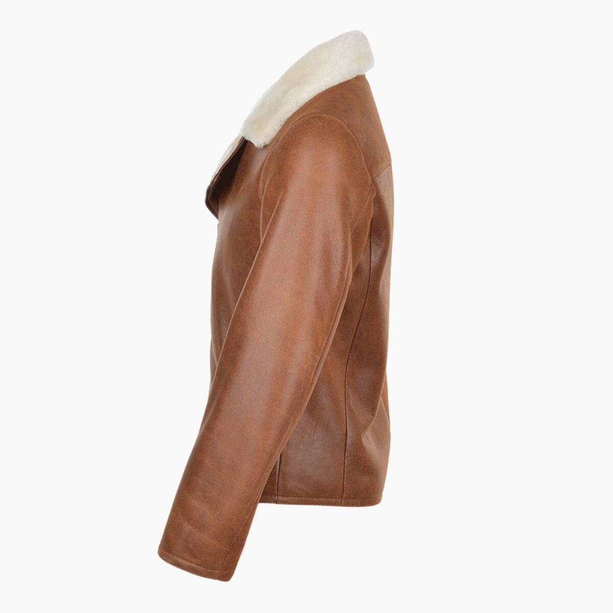 Mens Side Zip Biker Sheepskin Pilot Jacket Tan