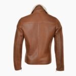 Mens Side Zip Biker Sheepskin Pilot Jacket Tan
