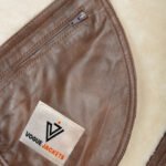 Mens Side Zip Biker Sheepskin Pilot Jacket Tan