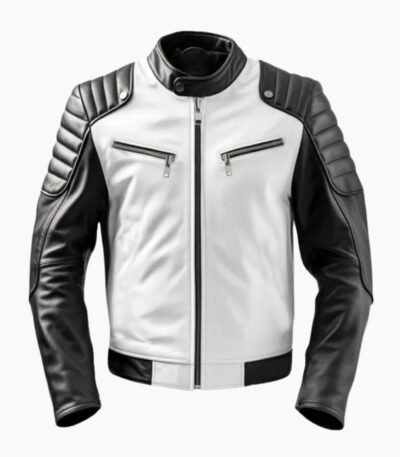 Men's Sportage Black & White Cafe Racer Leather Jacket