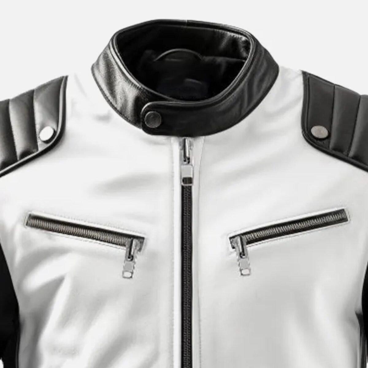 Men's Sportage Black & White Cafe Racer Leather Jacket