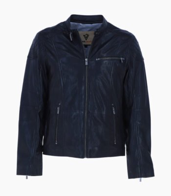 Mens Zip Up Biker Leather Jacket Black