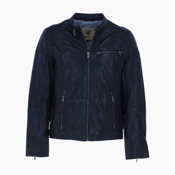 Mens Zip Up Biker Leather Jacket Black