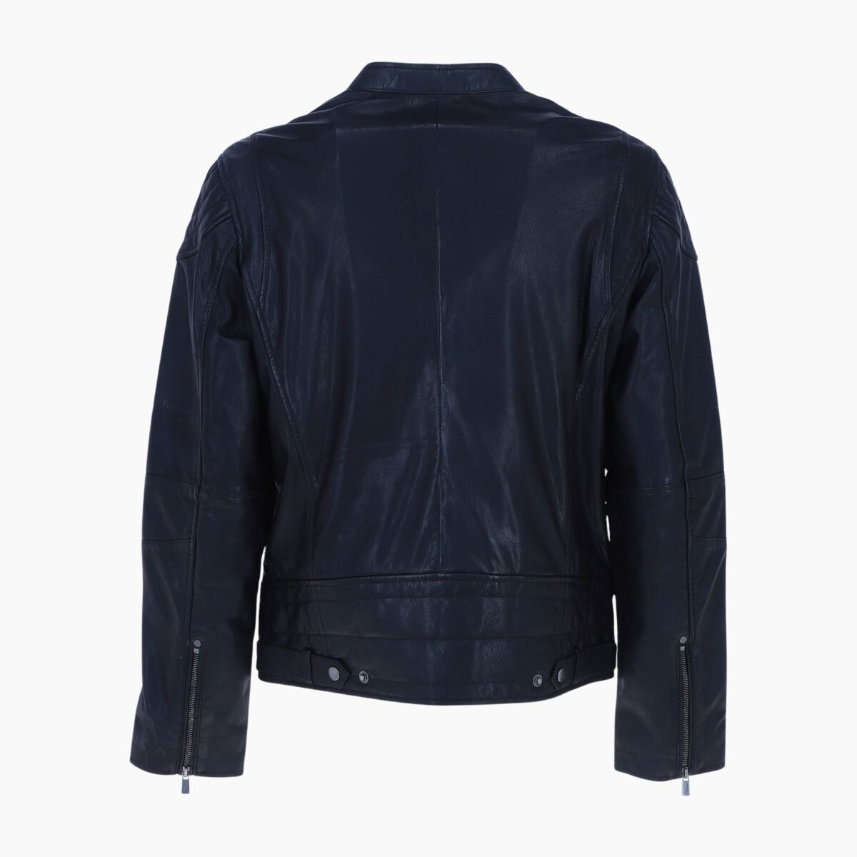 Mens Zip Up Biker Leather Jacket Black