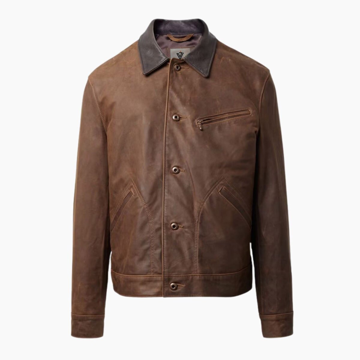 N.Y.C. Vogue Jacket Men's Brown Leather Barn Jacket N.Y.C. Vogue Jacket Men's Brown Leather Barn Jacket