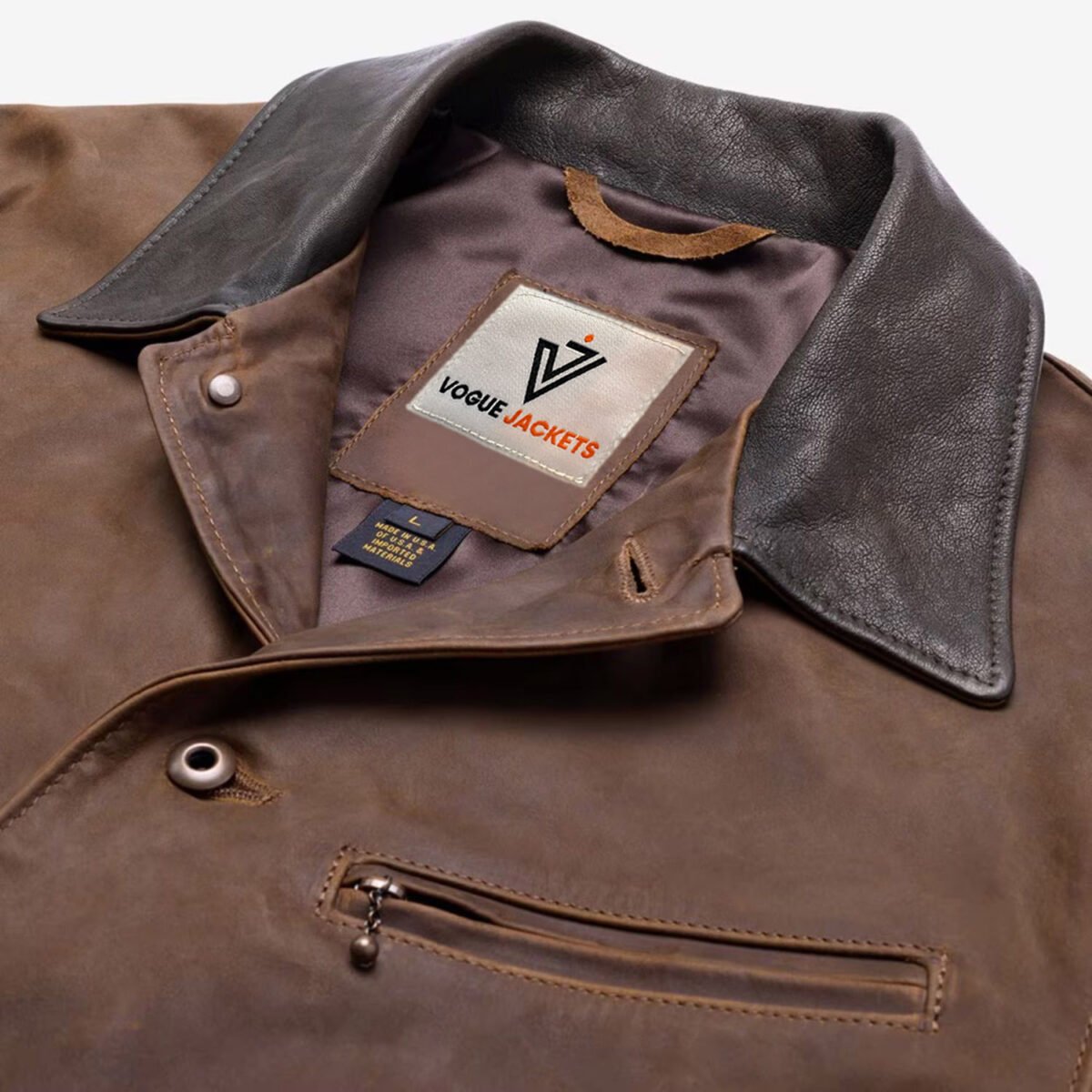 N.Y.C. Vogue Jacket Men's Brown Leather Barn Jacket