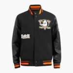 NHL Anaheim Ducks Old English Men's Rib Black Wool Varsity Jacket